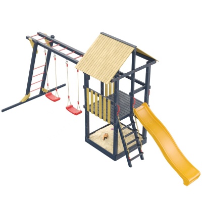 Детская деревянная игровая площадка Сибирика с рукоходом (IO)