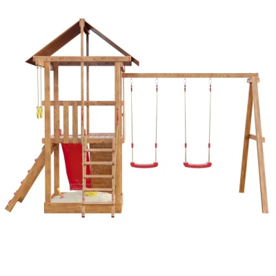 Детская деревянная игровая площадка Сибирика с сеткой